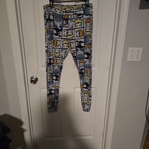 LuLaRoe Kids Leggings with Blue and Yellow Cartoon Print